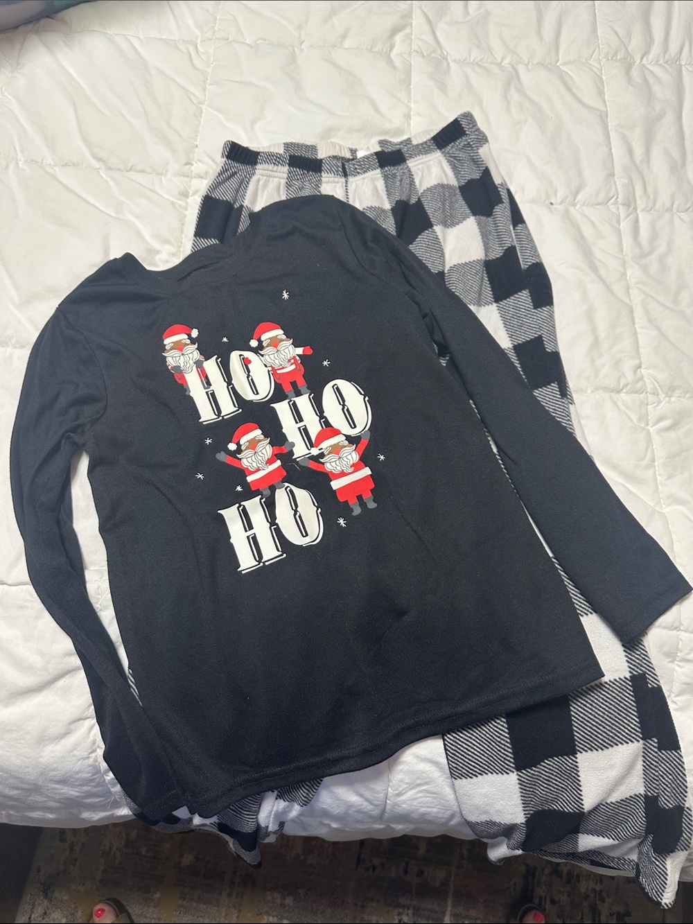 Kids Black Santa 'HO HO HO' Holiday Pajama Set